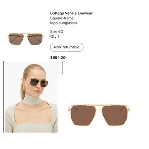 Bottega Womens gold frame sunglasses